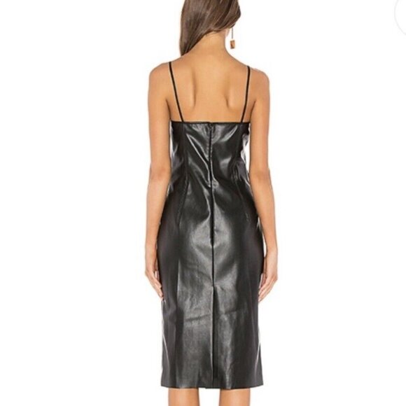 NWT Theory Skinny Slip Bedford Dress Black Faux Leather - Picture 2 of 3